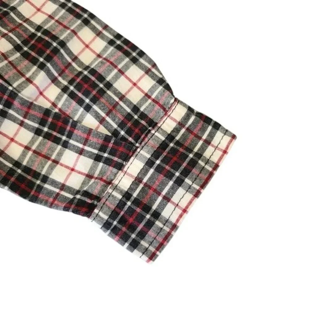 Children's Place long sleeve red white black plaid button down 18m